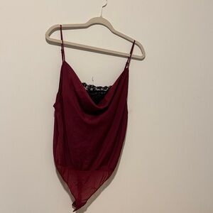 Free People Burgundy Lace Bodysuit